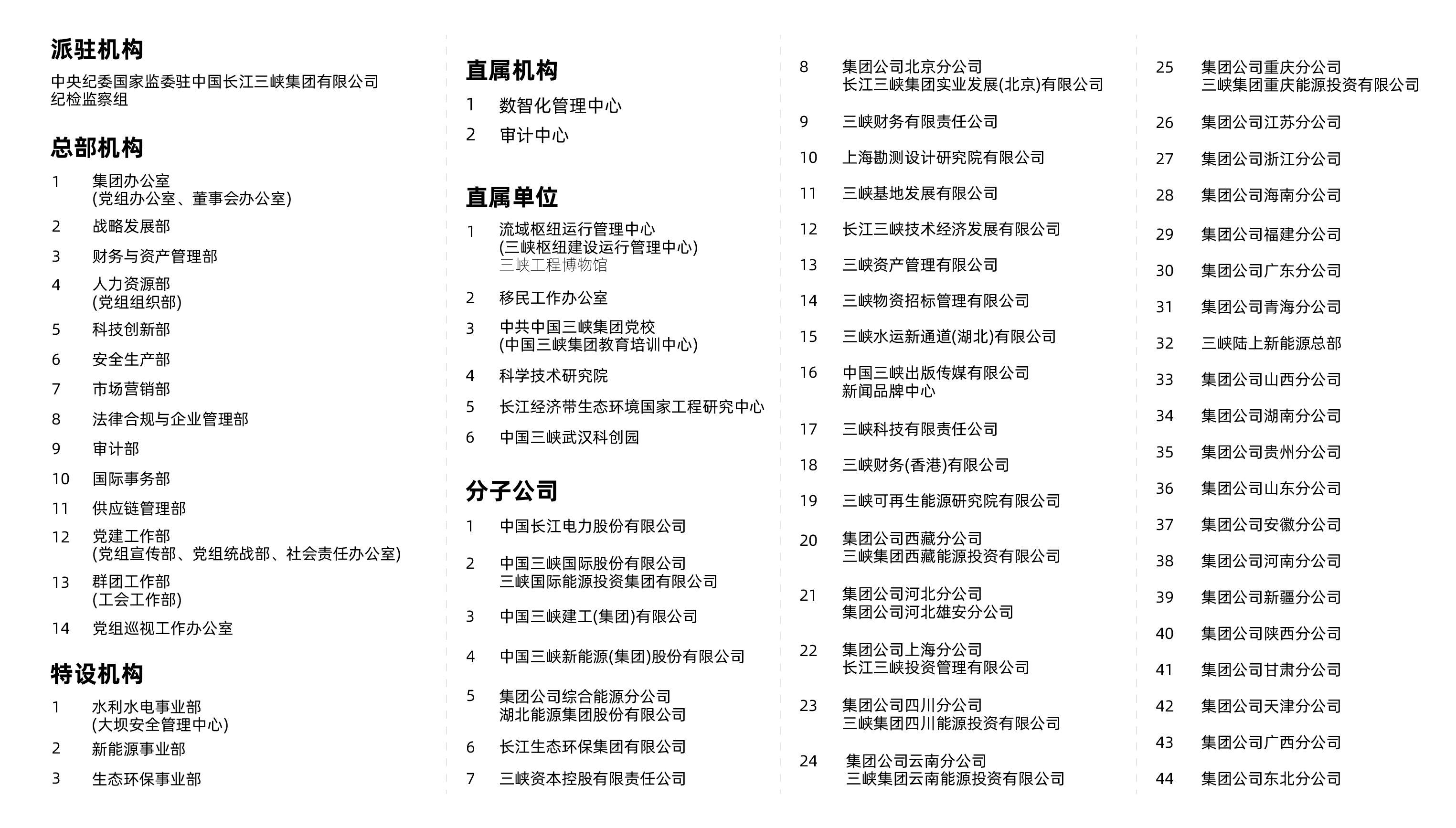 三峽集團(tuán)組織機(jī)構(gòu)
