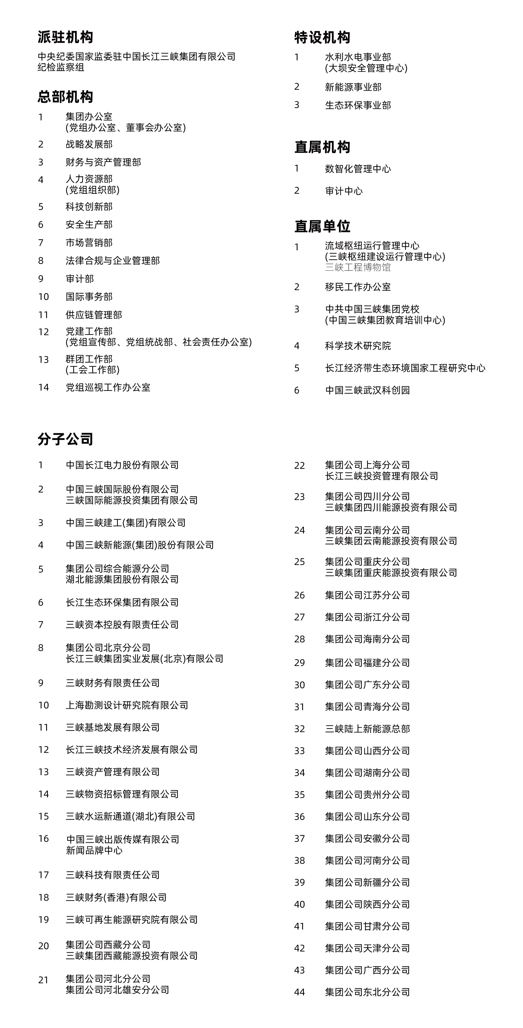 三峽集團(tuán)組織機(jī)構(gòu)